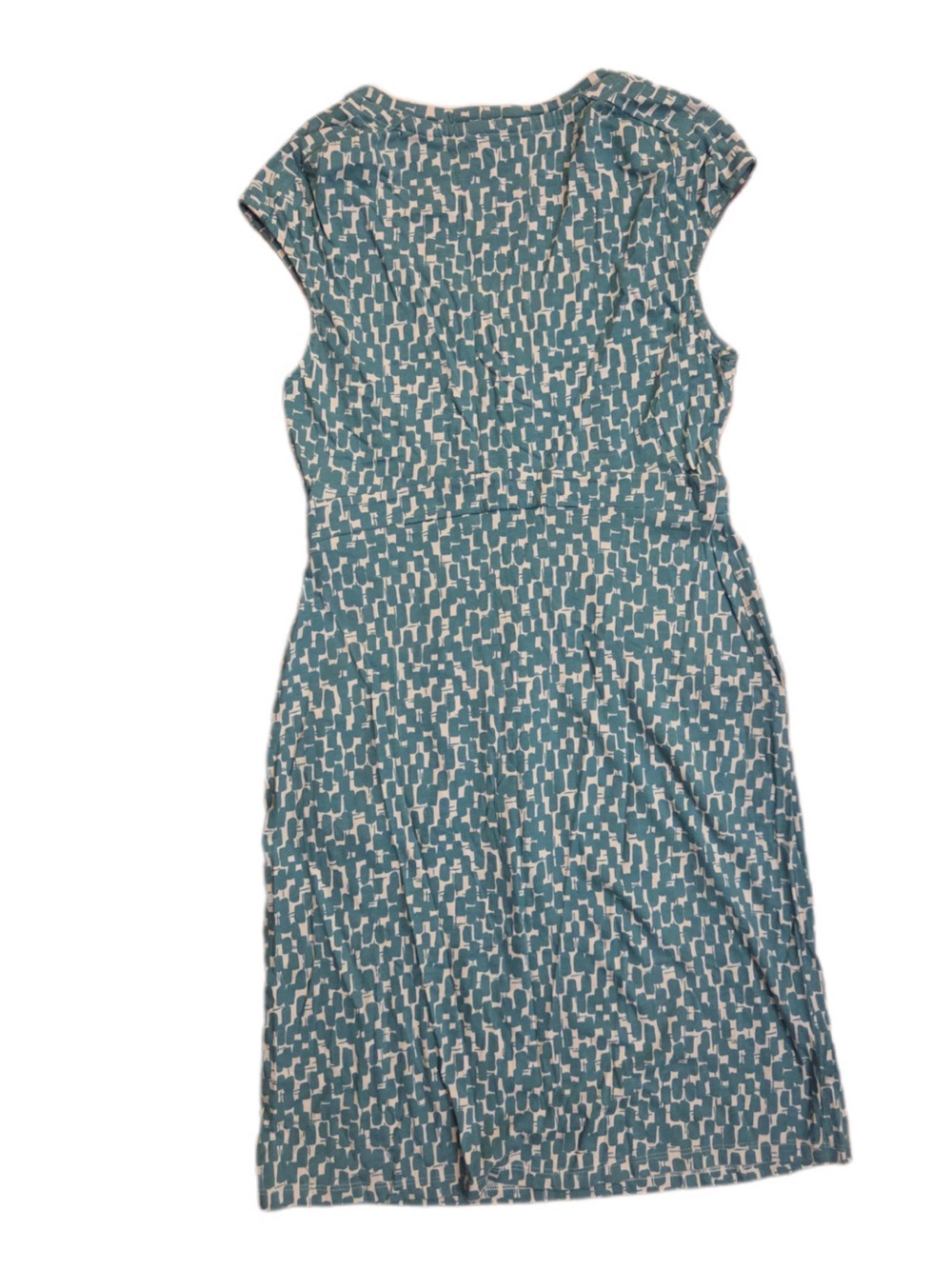 Boden Teal and White Printed Cap-Sleeve Midi Dress - Picture 2 of 6